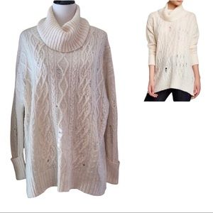 Free People Cable Knit Distressed Sweater S